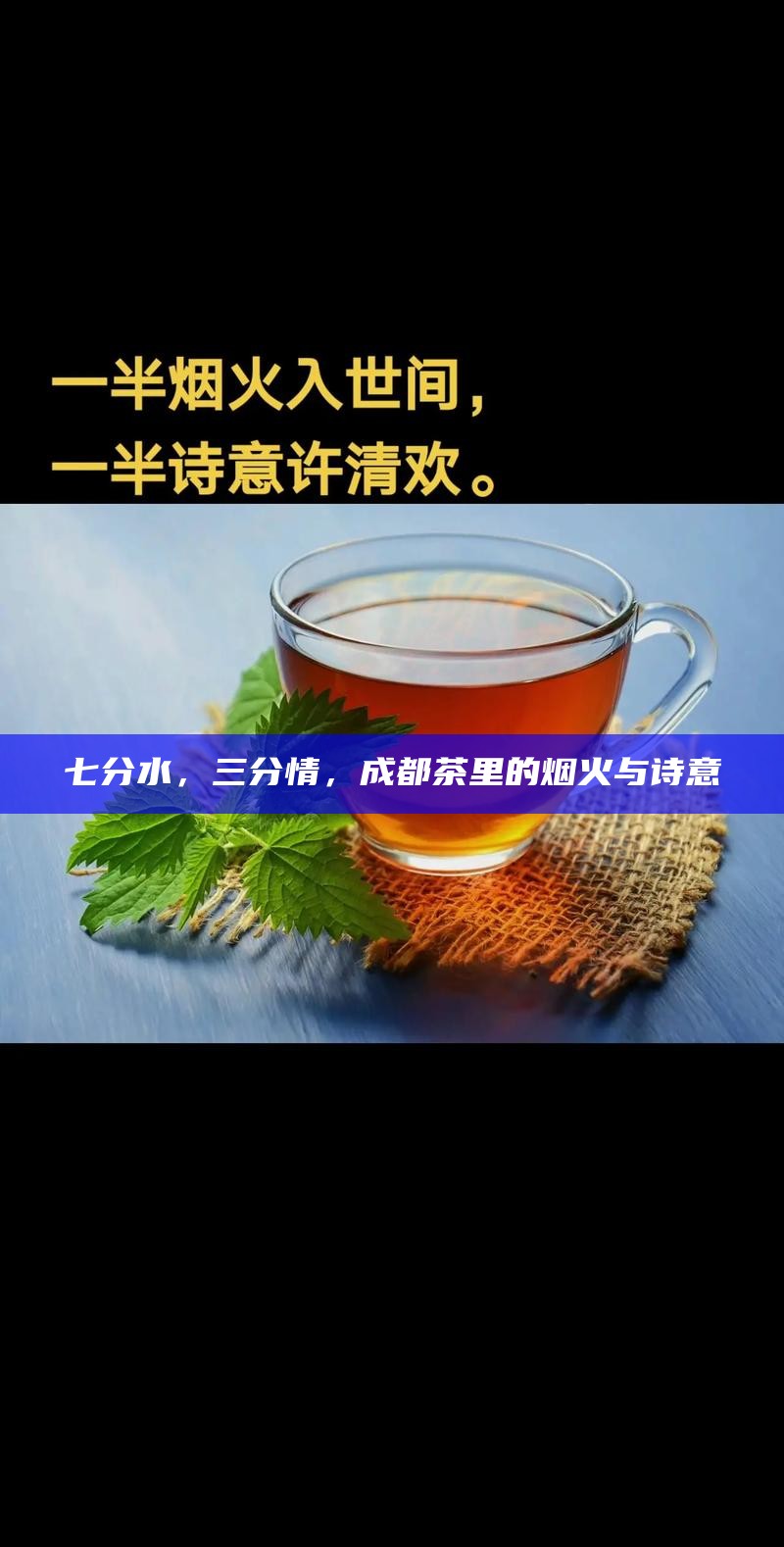 七分水，三分情，成都茶里的烟火与诗意